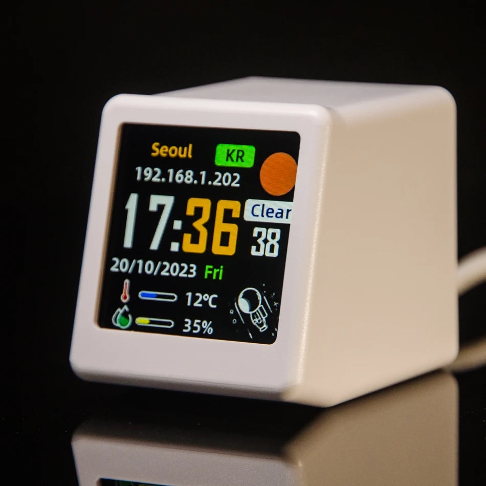 Smart Weather Station Desktop LED LCD Digital WiFi Clock Electronic Thermometer Hygrometer Sensor Outdoor