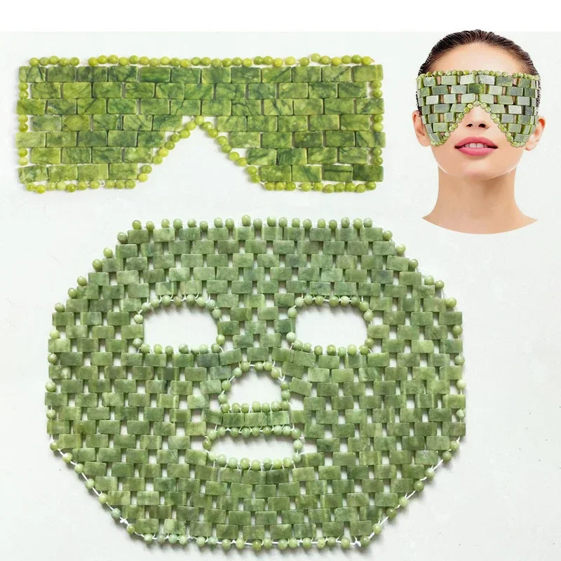 Natural Jade Eye Face Mask Massager Cooling Sleep Eye Facial Mask Relax Sleep Massager Cold Therapy SPA Mask Beauty Tools