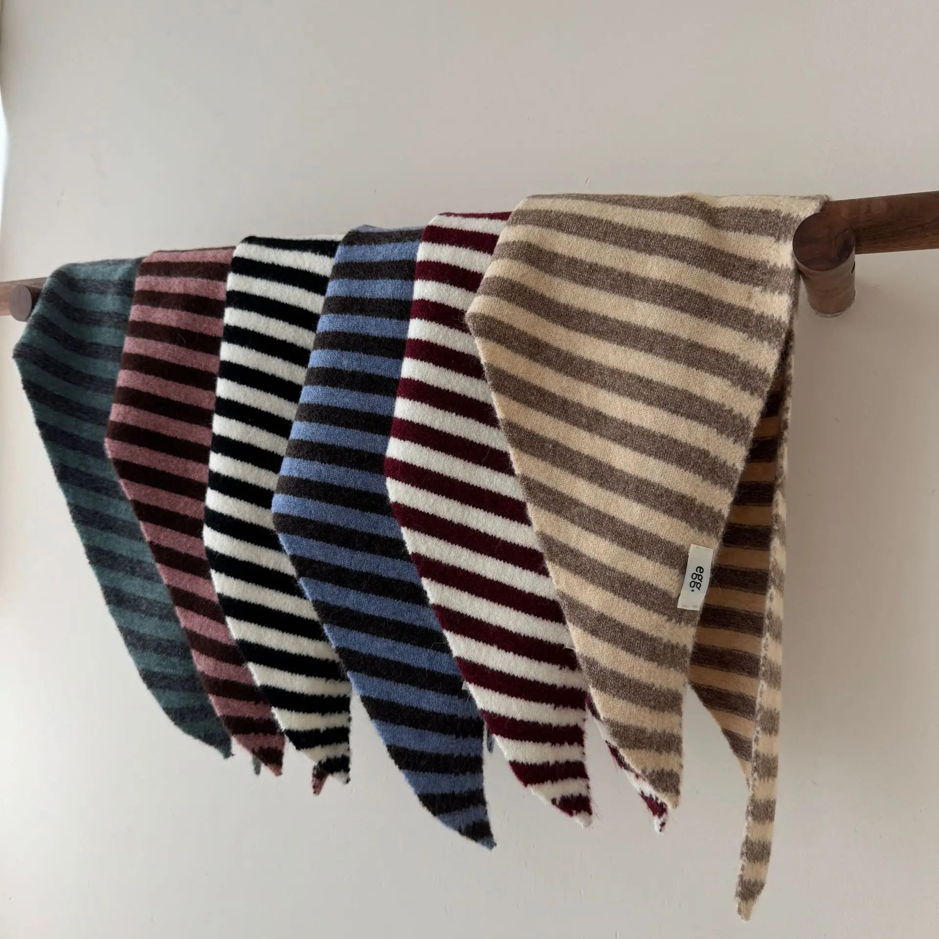NewBaby Kids  Autumn Winter Black Apricot Striped Wool Knitted Scarf Small Scarf Versatile Warm Korean Triangle Warm Soft Scarf