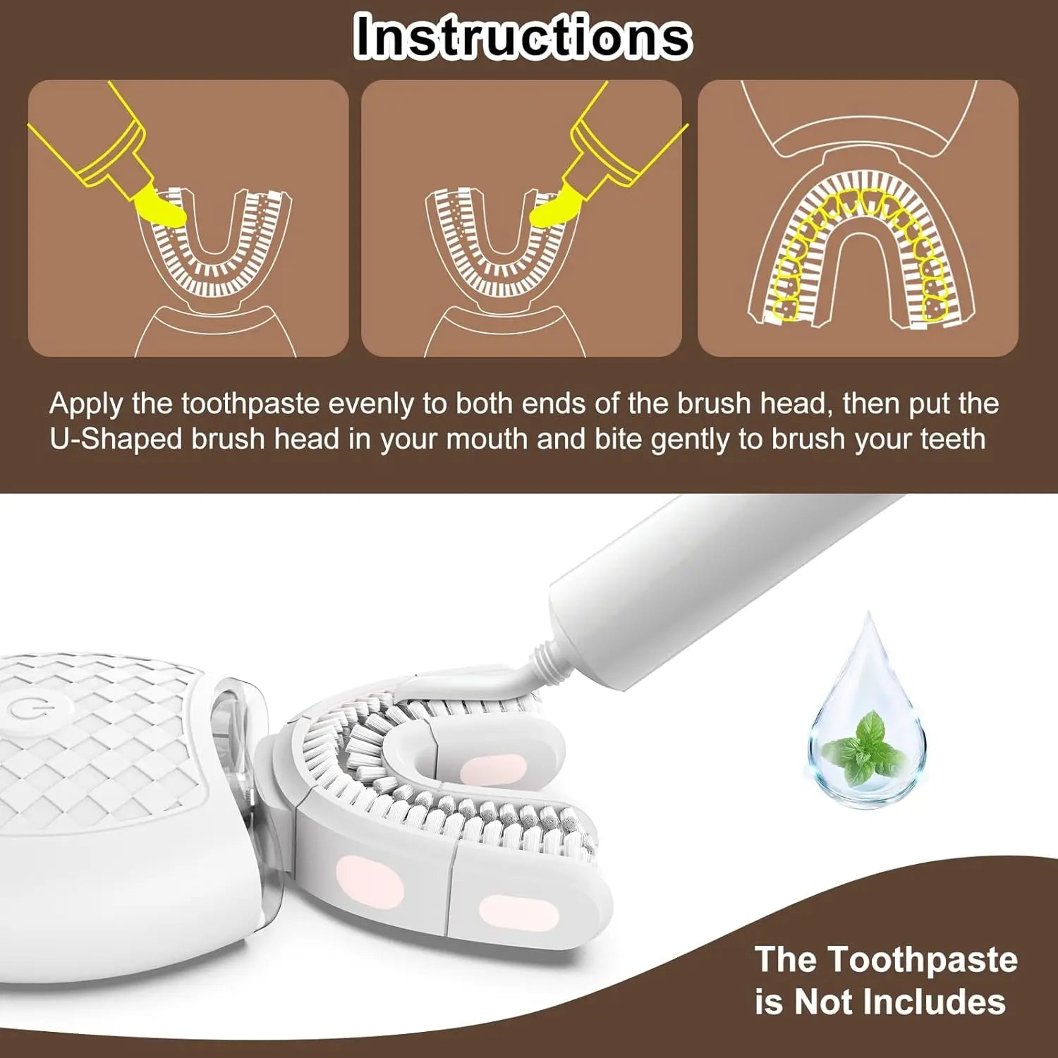 Smart Electric Toothbrush,360 Degree Toothbrush,U Shaped Toothbrush,the Newest Nylon Toothbrush