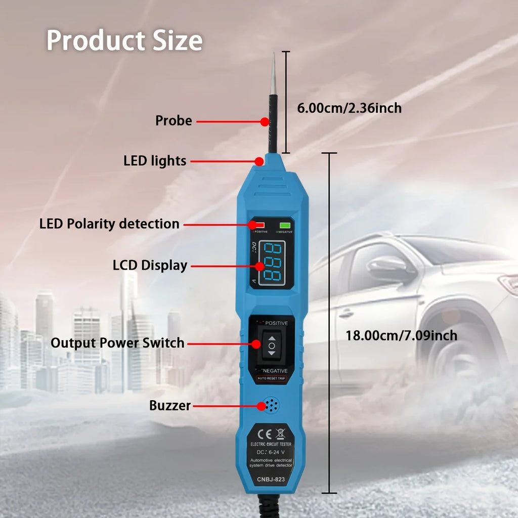 Smart Car Circuit Tester with Led Voltage Display, USB Powered, Compatible with 3.5-36V Dc Automotive Electrical Systems, Digital Multimeter Probe with Alligator Clips