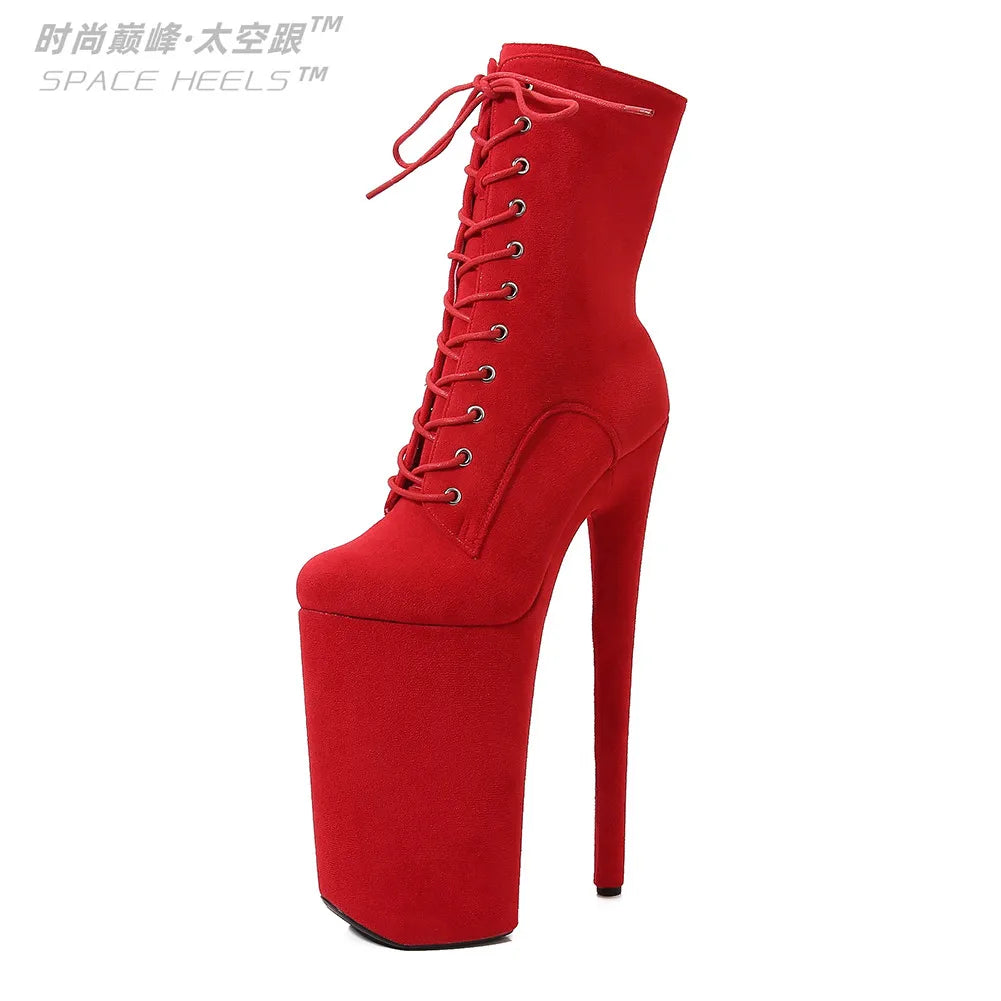 SeekMate Space and European and American Style Super High Heel 26cm Fashion Boots Super Sexy Stage Steel Pipe Boots Large Men an