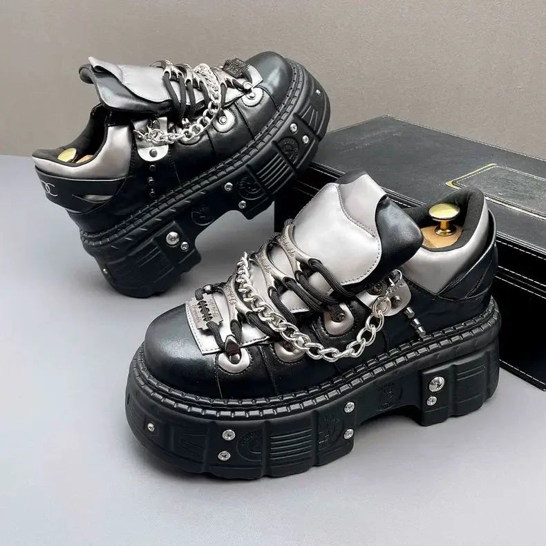 Niche Original Pink Men's Autumn and Winter New Small Punk Style Fashion Personality Heightening Platform Casual Shoes