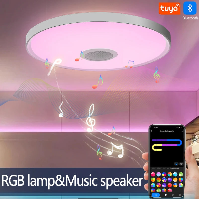 LED Smart Ceiling Lamps RGB APP Remote Control Dimming Modern Home Lighting Music Light with Speaker For Living Room Bedroom