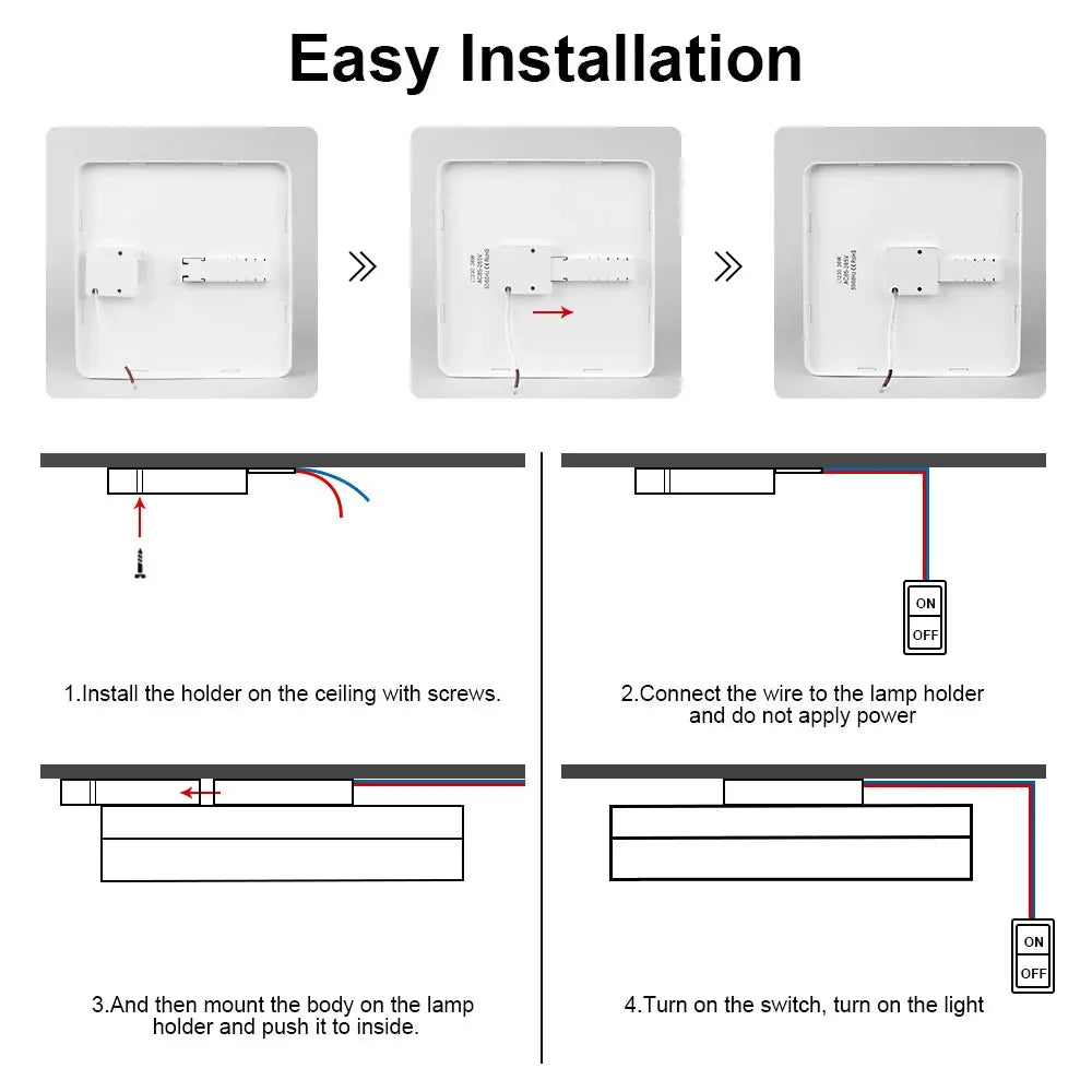 LED Ceiling Lamp 18-48W Flush Mount Fixture 3000K-6000K Daylight Modern Home Lighting for Bedroom  Living Room  Kitchen Hallway