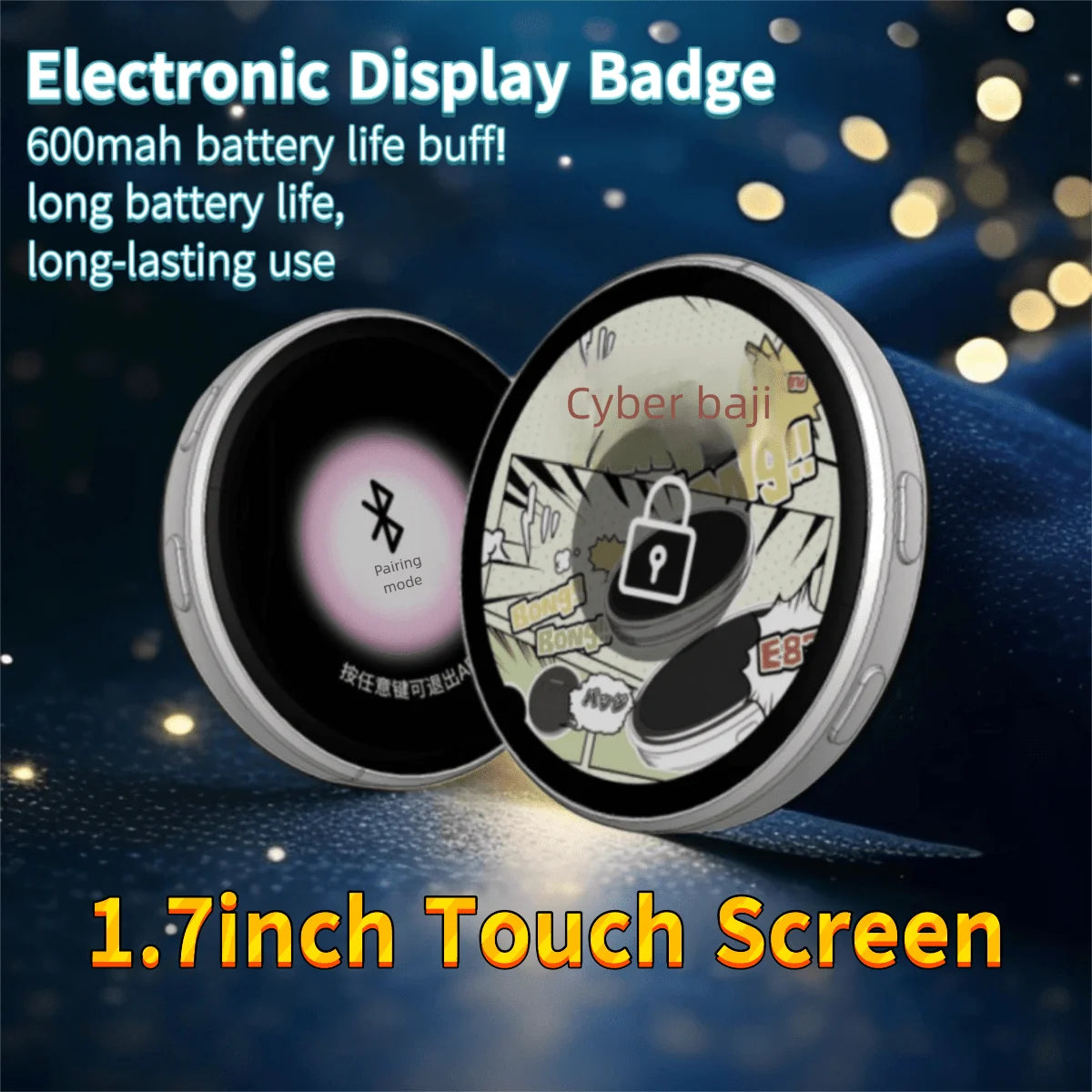 Smart Dynamic E-badge Electronic Badge Can Transfer Photos, GIFs, Animations, and Videos for Otaku Fans Gift