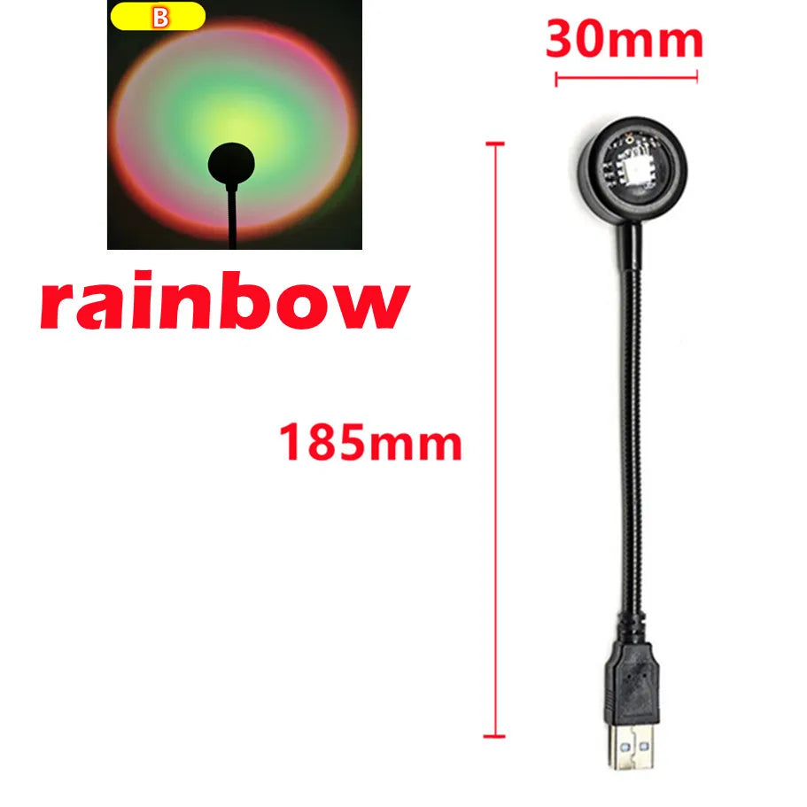LDHLM Sunset Lamp LED USB Rainbow Neon Night Light Projector Photography Wall Atmosphere Lighting for Bedroom Decor Gift