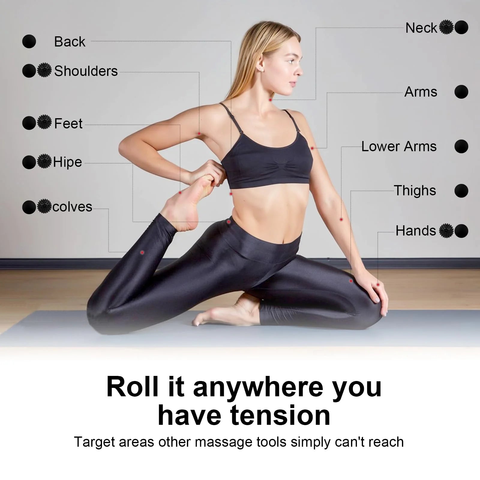 Massage Lacrosse Ball, Spiky Massage Ball, for Deep Tissue, Trigger Point and Myofascial Release, Muscle Knots, and Yoga Therapy
