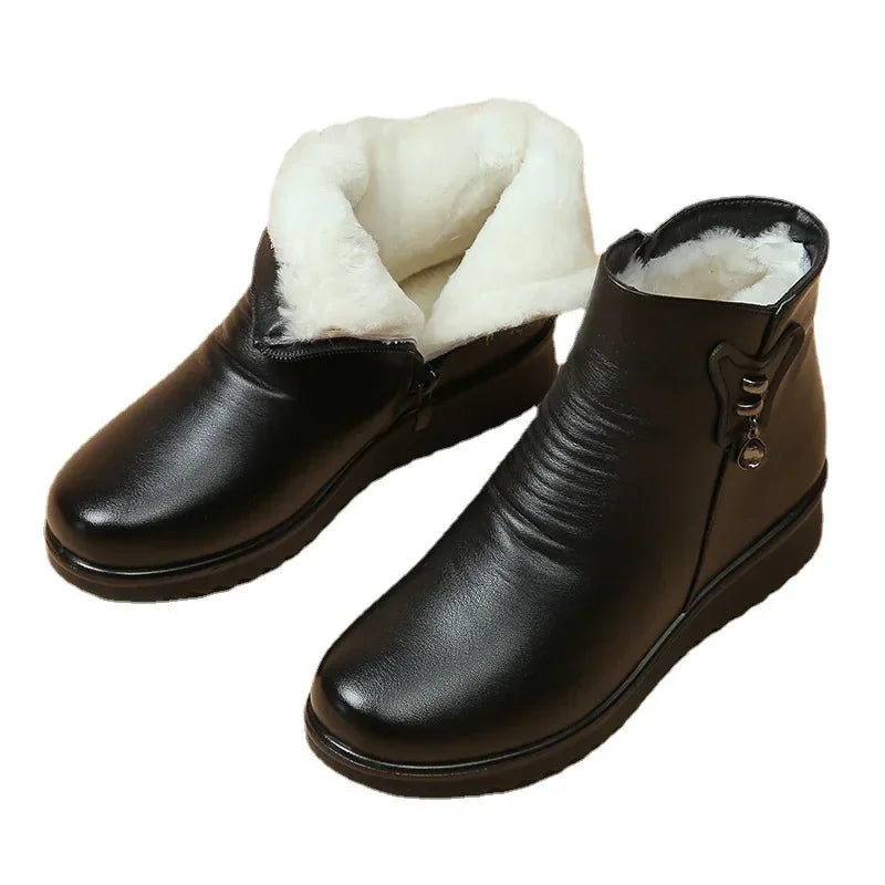 Women Shoes Ankle Boots Winter Plush Warm Soft Sole Anti Slip Waterproof Comfortable Outdoor Zipper Cold Proof Women Boots