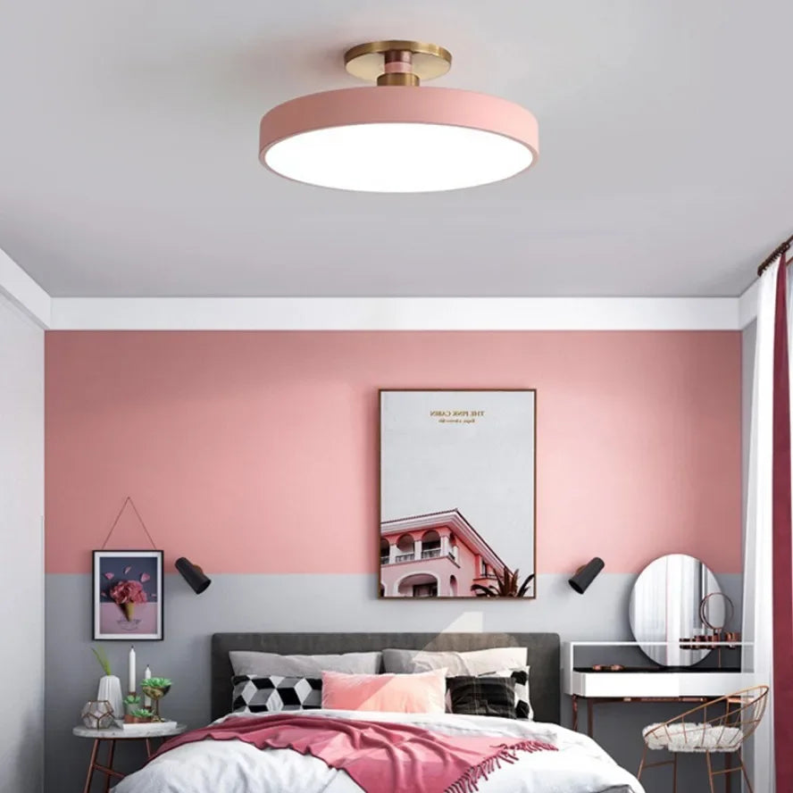 Nordic LED Ceiling Light Modern Circular Macaron Home Decoration Light Living Room Bedroom Balcony Study Room Indoor Lighting