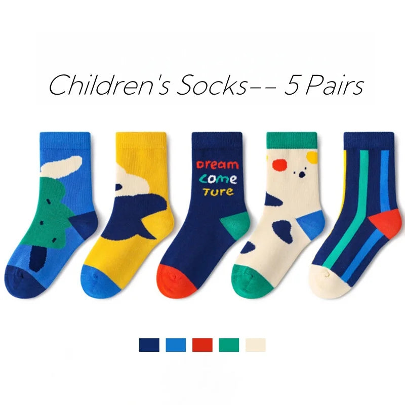 Baby Socks Children Spring Socks 1-14T Boys Funny Puppy Pattern Socks5 Pairs Cotton Socks Kids Sock