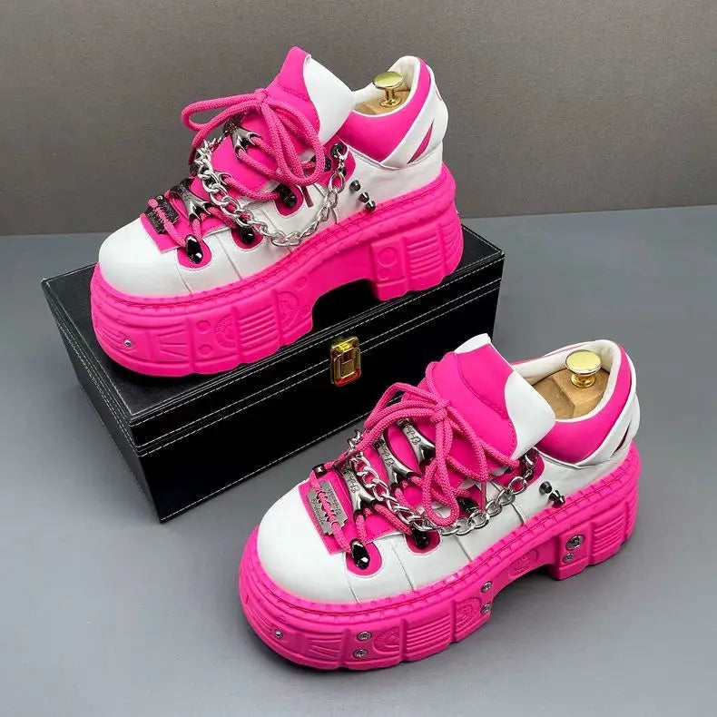 Niche Original Pink Men's Autumn and Winter New Small Punk Style Fashion Personality Heightening Platform Casual Shoes
