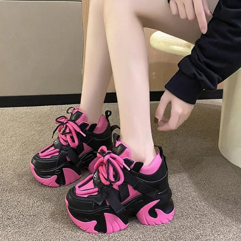 Women Sneakers Luxury Shoes 2024 Fashion Tennis Female Platform Woman-shoes Designer Trainers Thick Sole New Casual Lace-Up Shoe