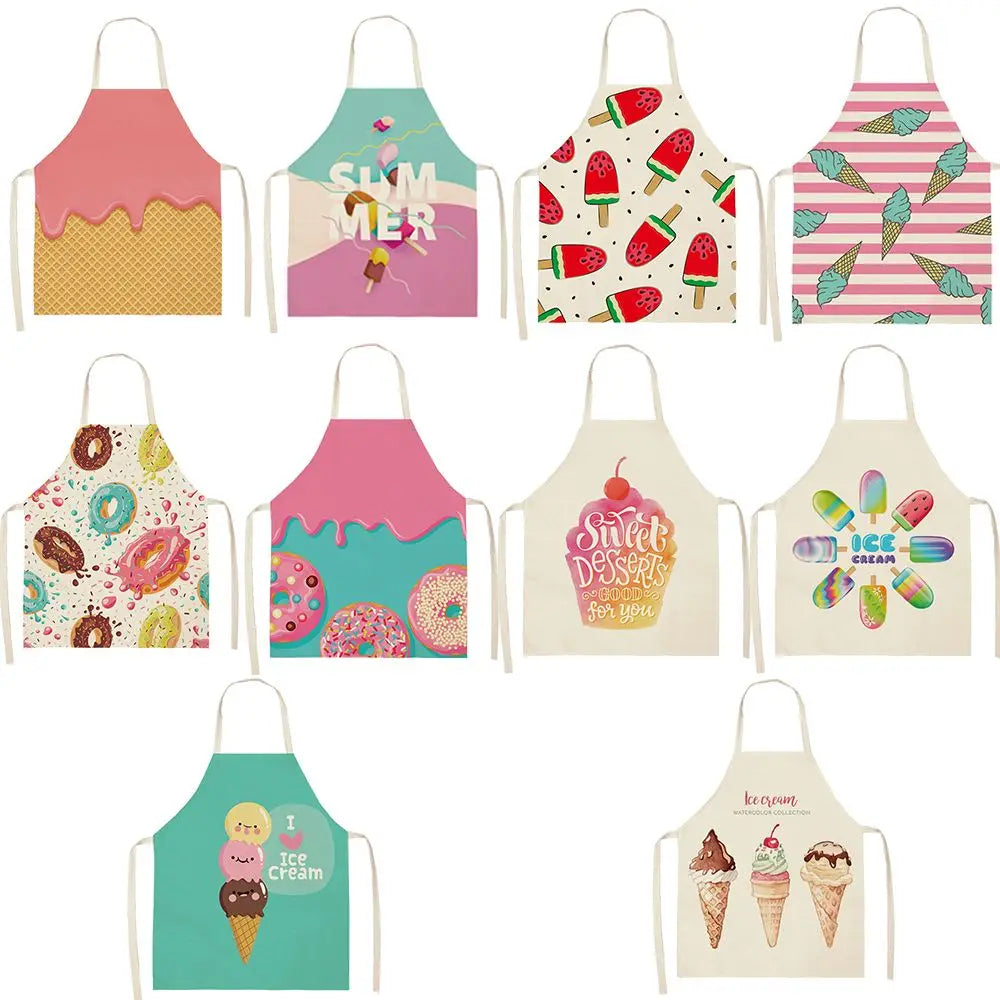 Cotton Linen Ice Cream Oil-proof Bibs Home Cleaning Tool Kitchen Apron Cooking