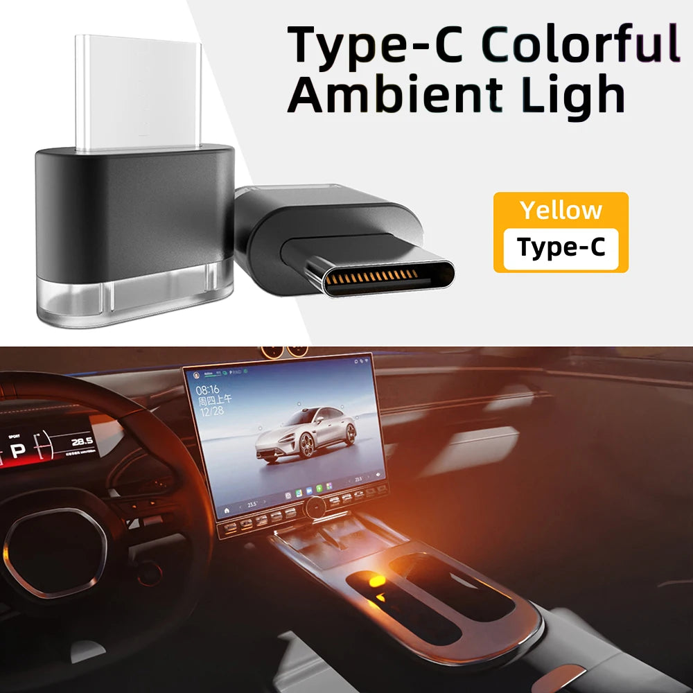 New  Type-C Car Interior Ambient Atmosphere Light LED Signal Lights Auto Reading Lamp Decorations Car Interior Accessories