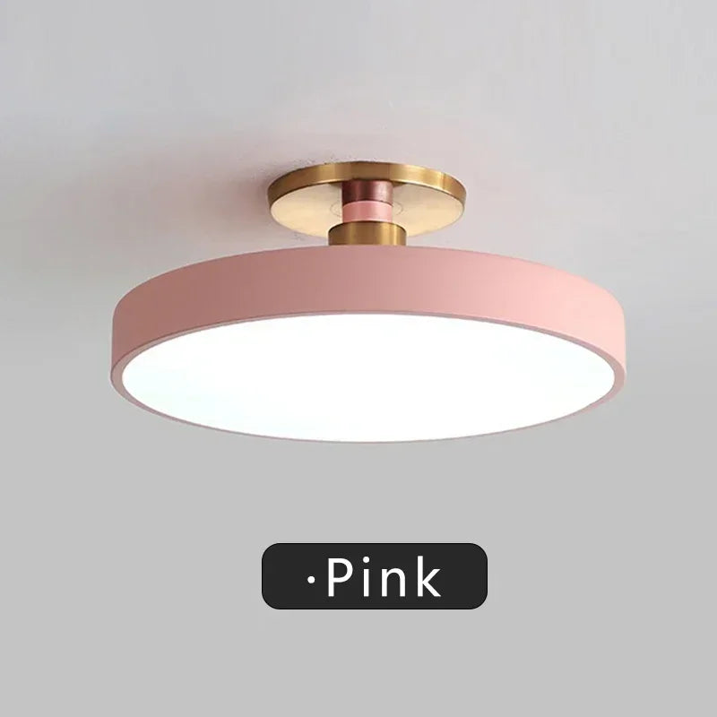 Nordic LED Ceiling Light Modern Circular Macaron Home Decoration Light Living Room Bedroom Balcony Study Room Indoor Lighting