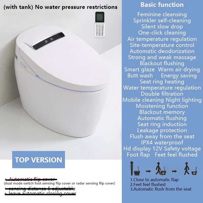 Economical modern automatic foot sensor flushing luxury smart toilet remote control toilet Wc integrated smart toilet