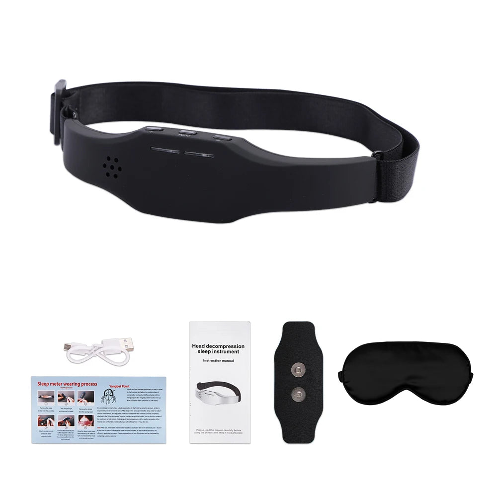 Smart Electric Head Massager Sleep Monitor Insomnia Migraine Relief Massage Release with Stress Sleep Therapy Device Sleep Mask