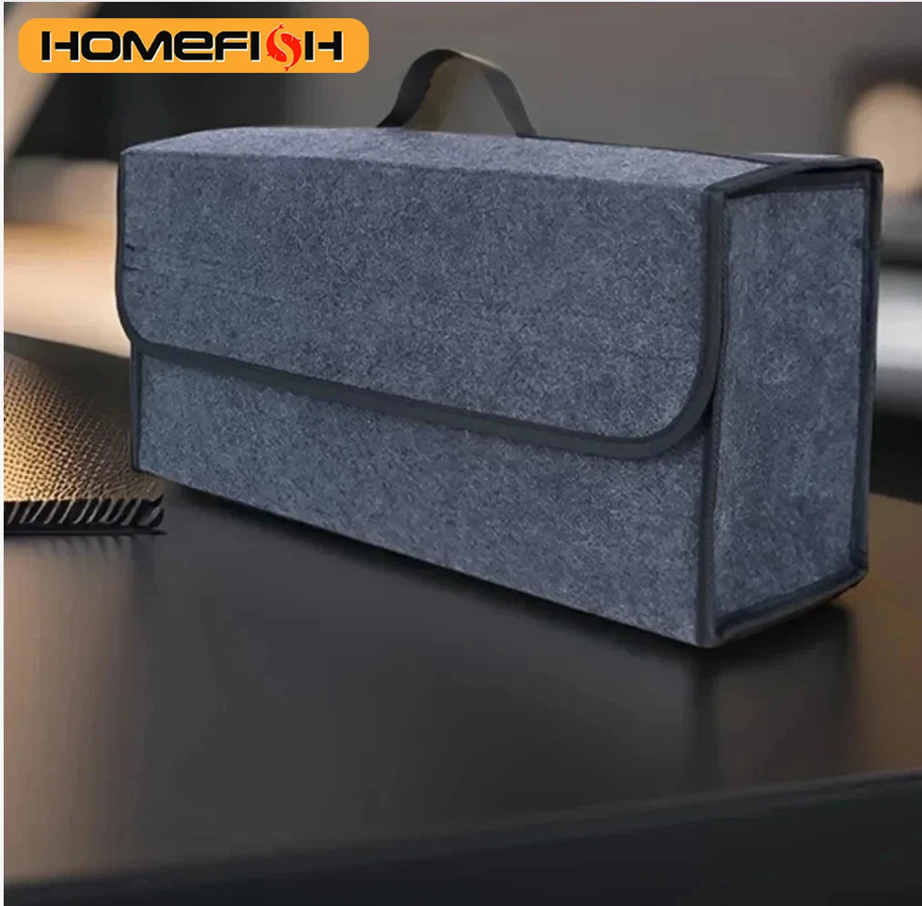 Car Trunk Organizer Soft Felt Storage Box Homefish Large Anti Slip Compartment Boot Storage Organizer Tool Car Storage Bag